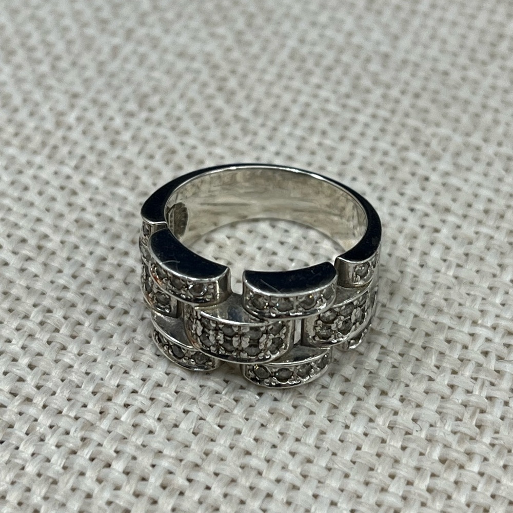 Bold Vintage 925 DQ CZ Statement Ring Size ~5.5 - Picture 5 of 15